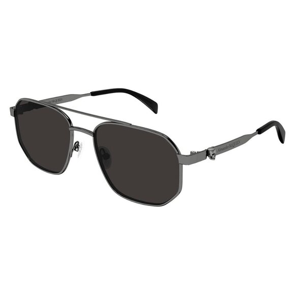 New Authentic  ALEXANDER MCQUEEN Grey Aviator AM0458S 001 Sunglasses Women - Picture 1 of 4